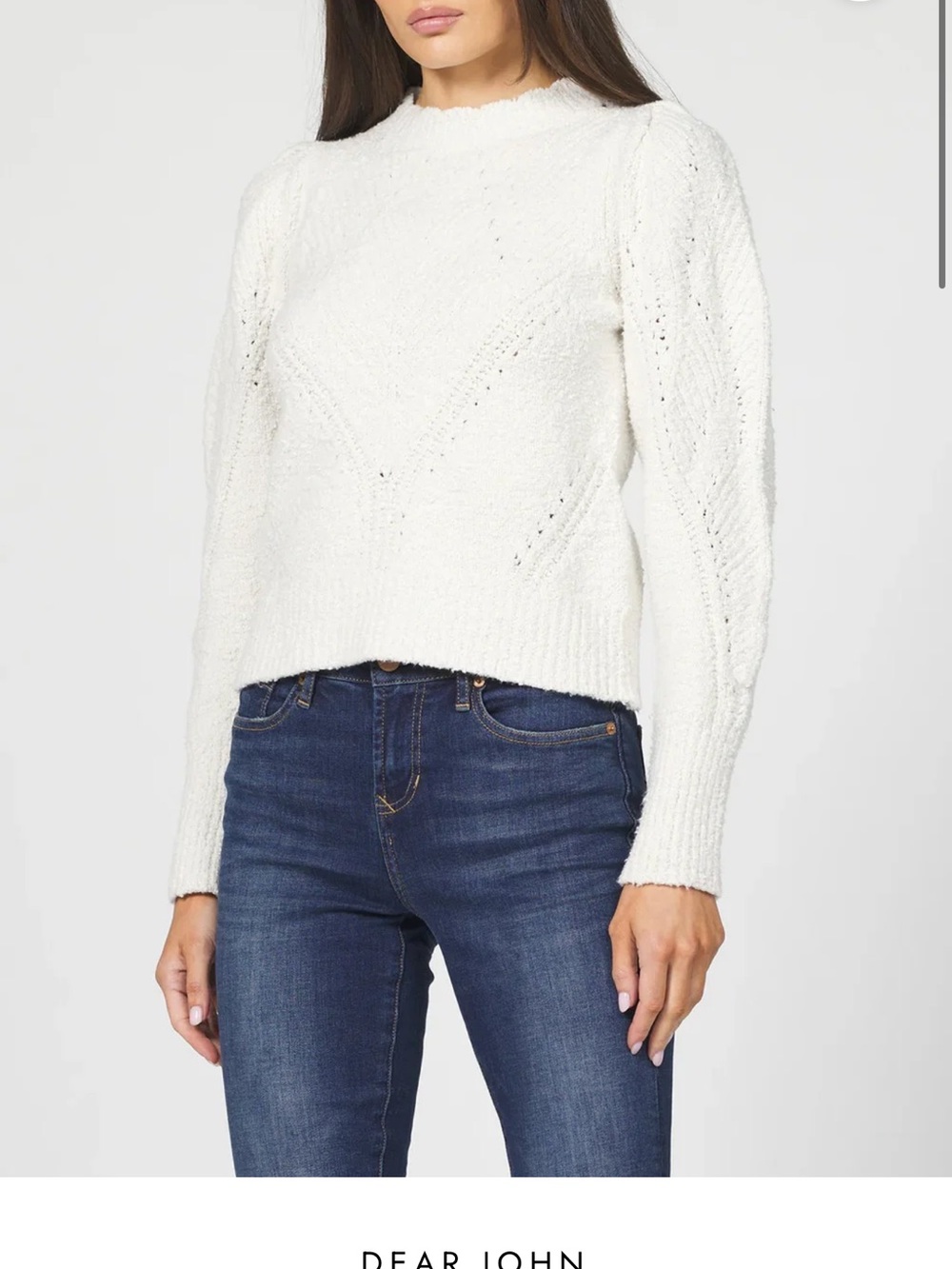 Dear John Cream Textured Crewneck Sweater